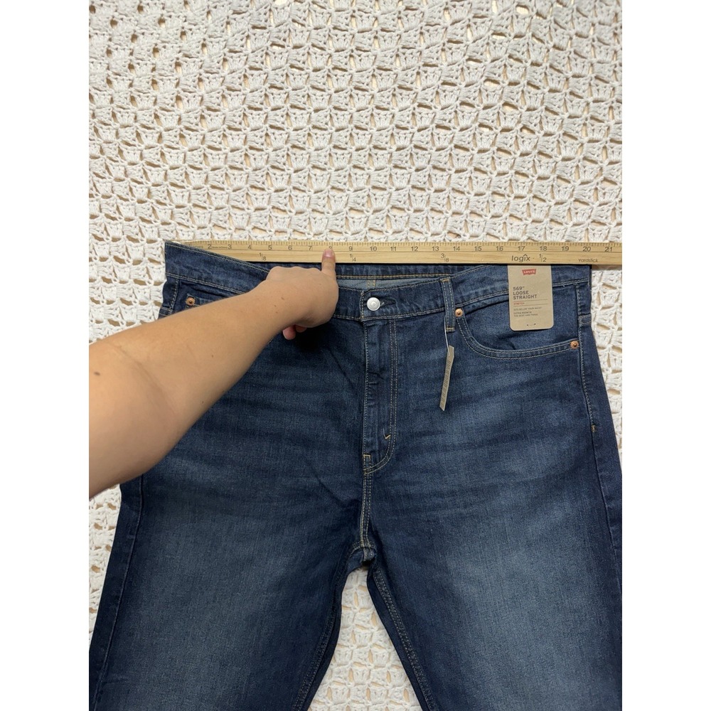 Levis 569 Jeans Mens Tag 38x36 Fits 40x35 Blue Denim Loose Straight NWT - Picture 3 of 13